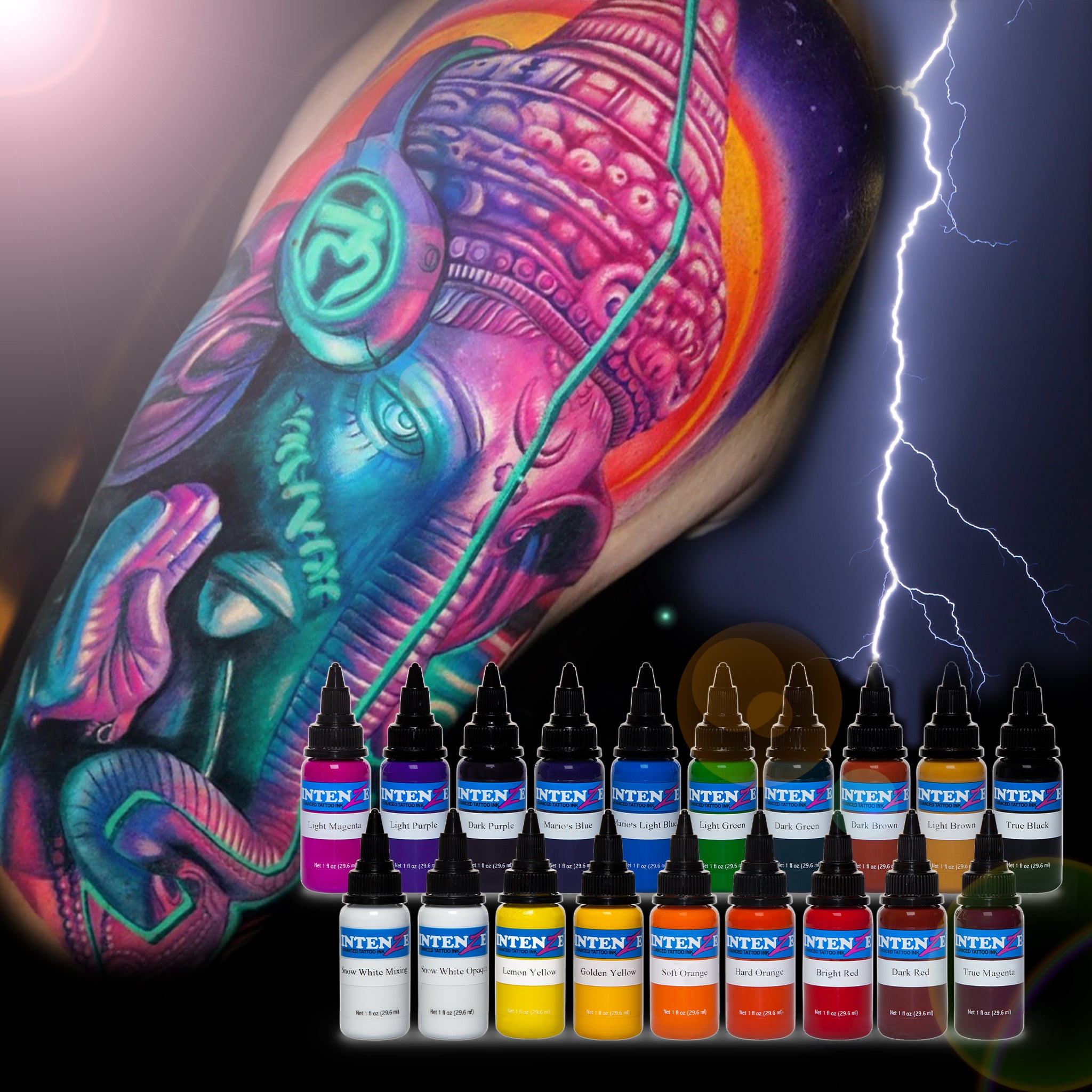 Unmatched 19 Color Tattoo Ink Set by Intenze - Intenze Tattoo Ink